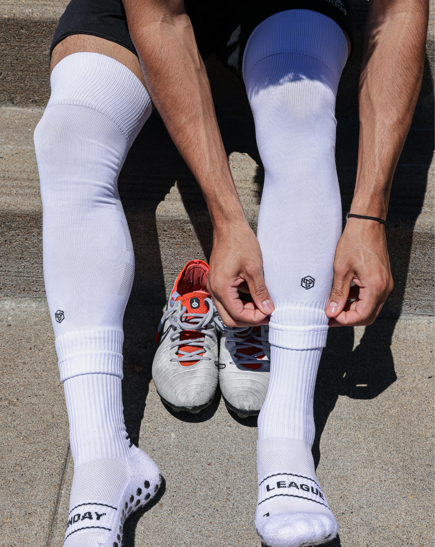 SL FLEX Sock Sleeve White Front View No Cleats