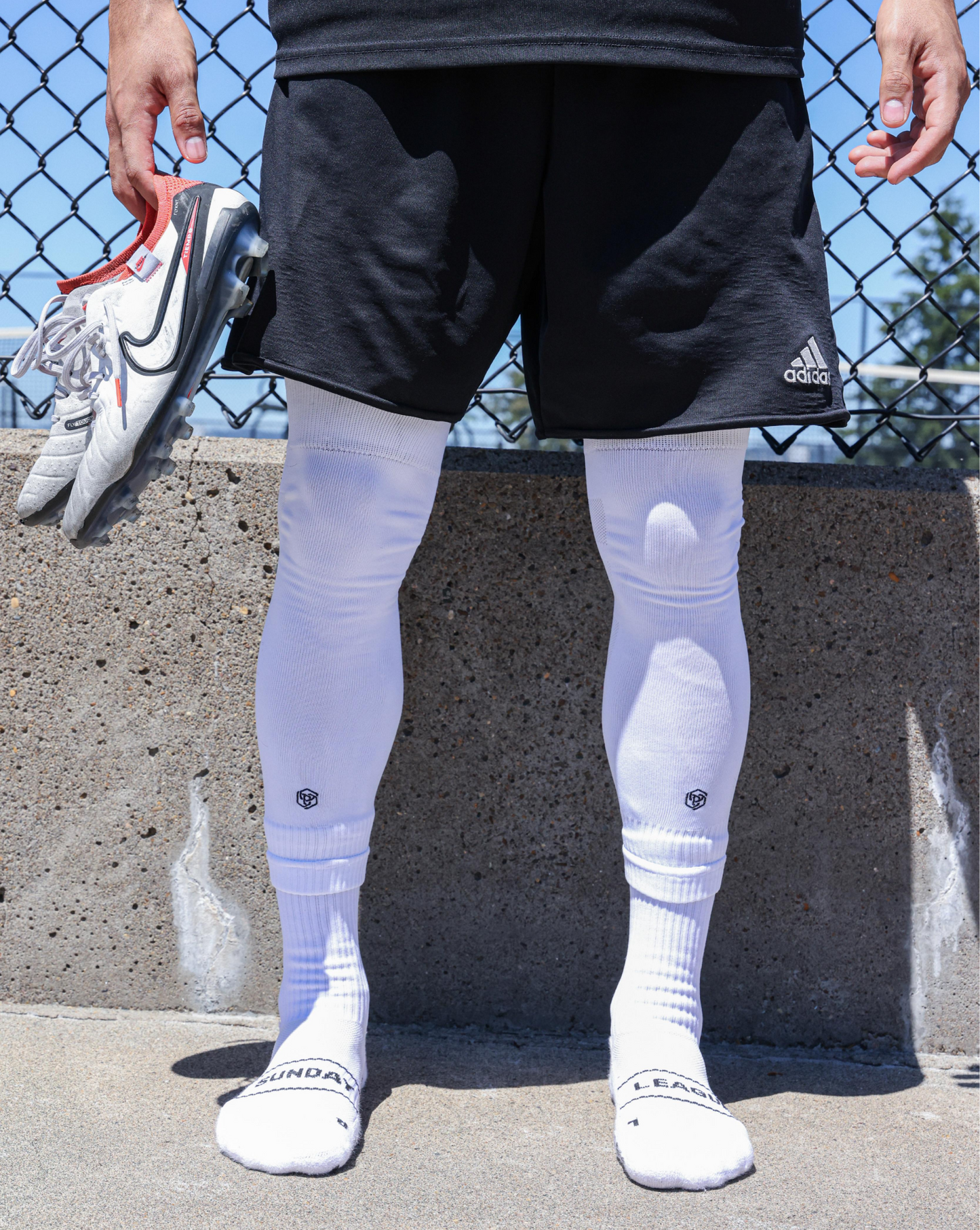 SL FLEX Sock Sleeve White Front View No Cleats Standing
