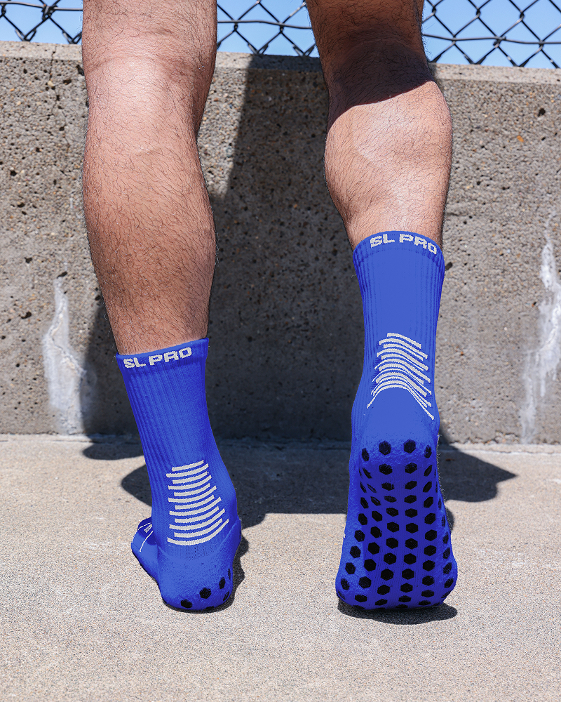 SL PRO Grip Socks Blue Back View