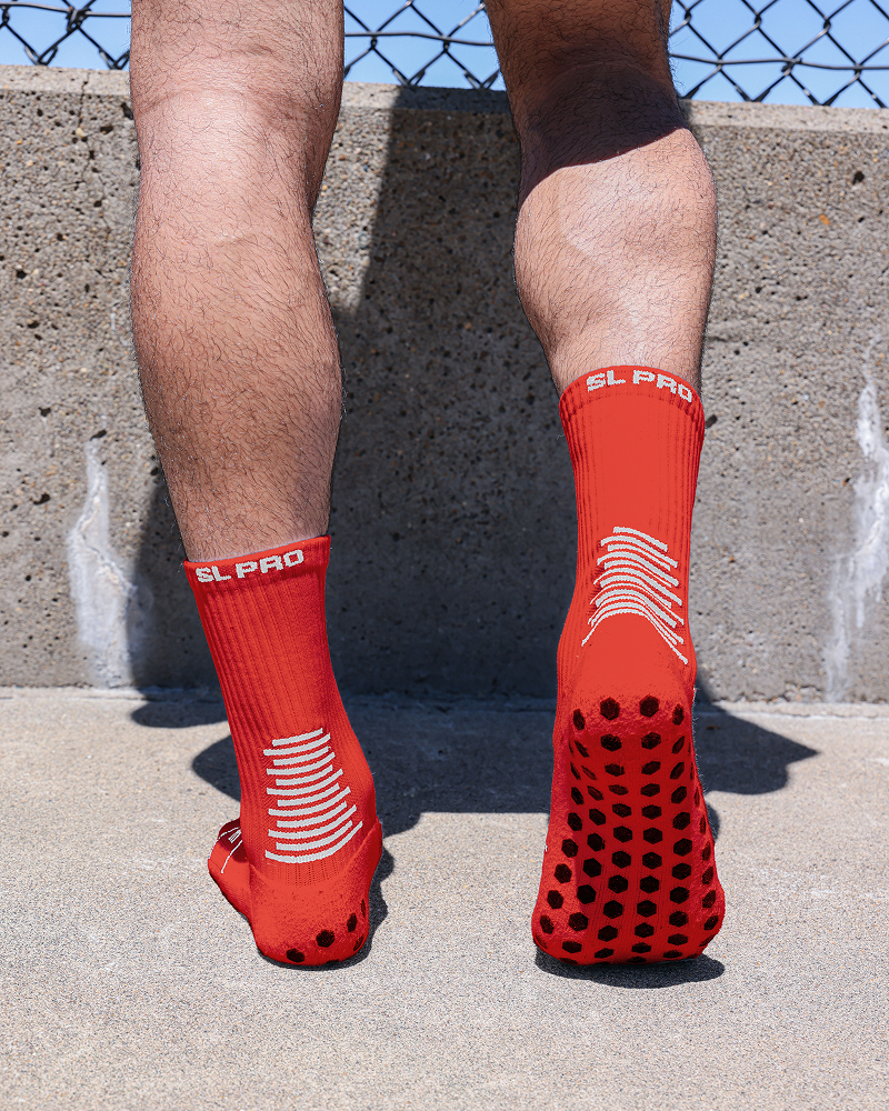SL PRO Grip Socks Red Back View