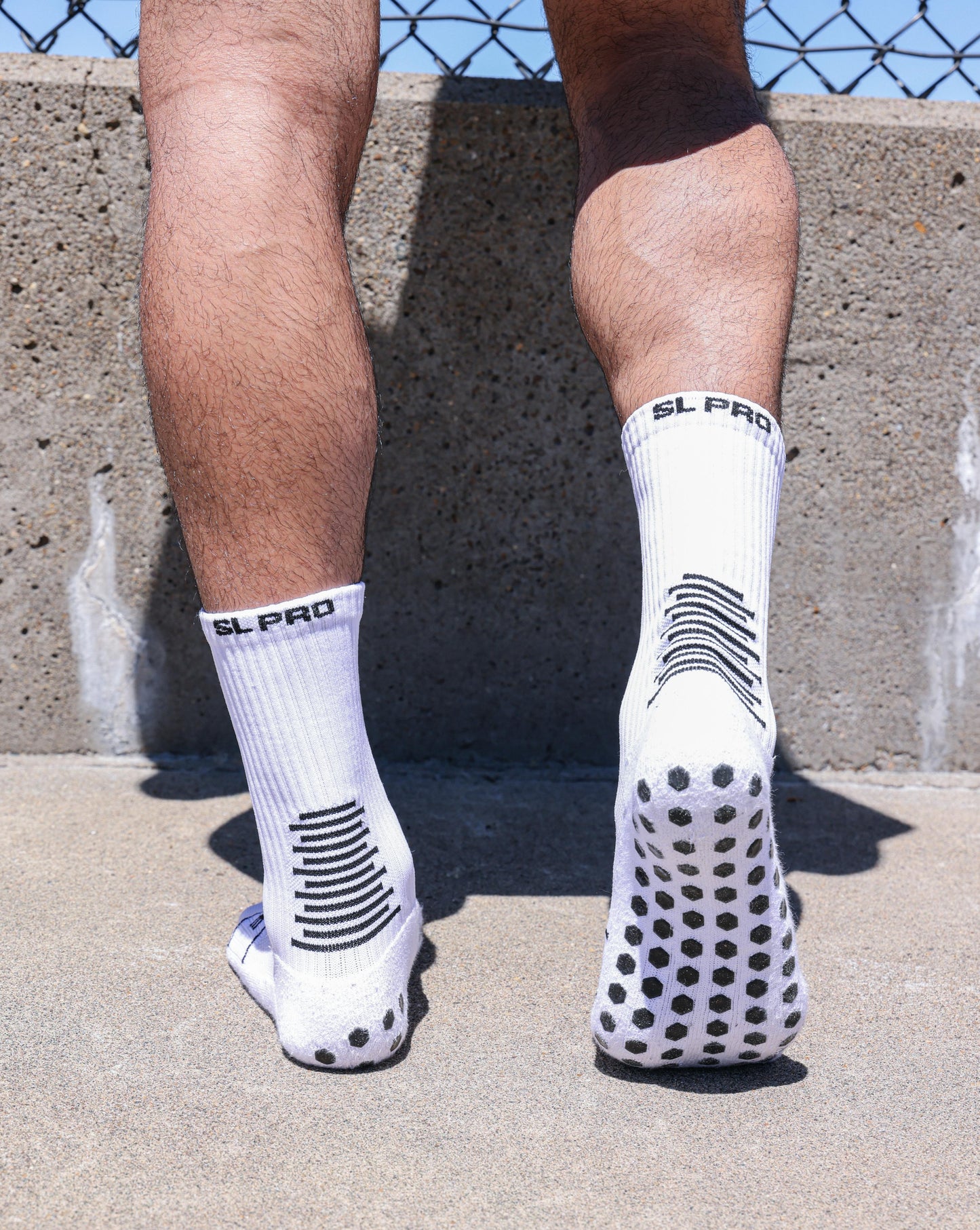 SL PRO Grip Socks White Back View