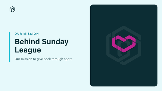 Behind Sunday League blog header: giving program heart emblem on a dark teal panel