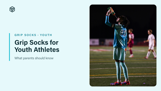 Grip Socks for Youth Athletes blog header: young goalkeeper taking a water break during a match