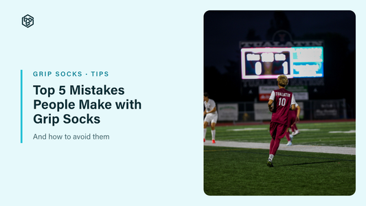 Top 5 Mistakes People Make with Grip Socks blog header: player walking toward a stadium scoreboard at night