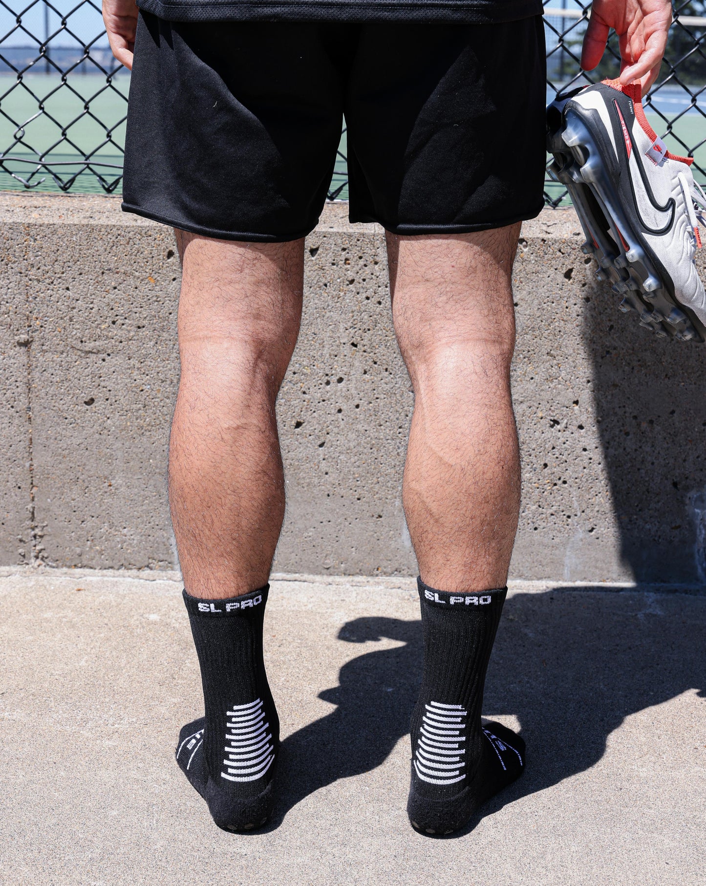 SL PRO Grip Socks Black Back View Standing