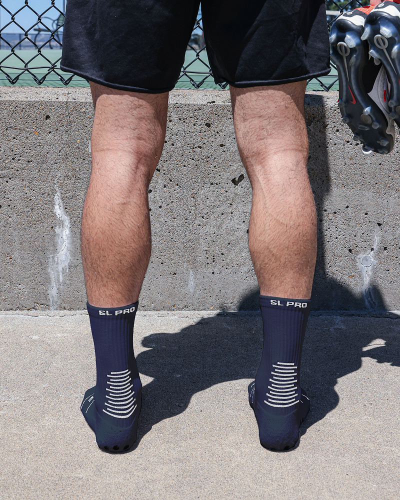 SL PRO Grip Socks Navy Standing