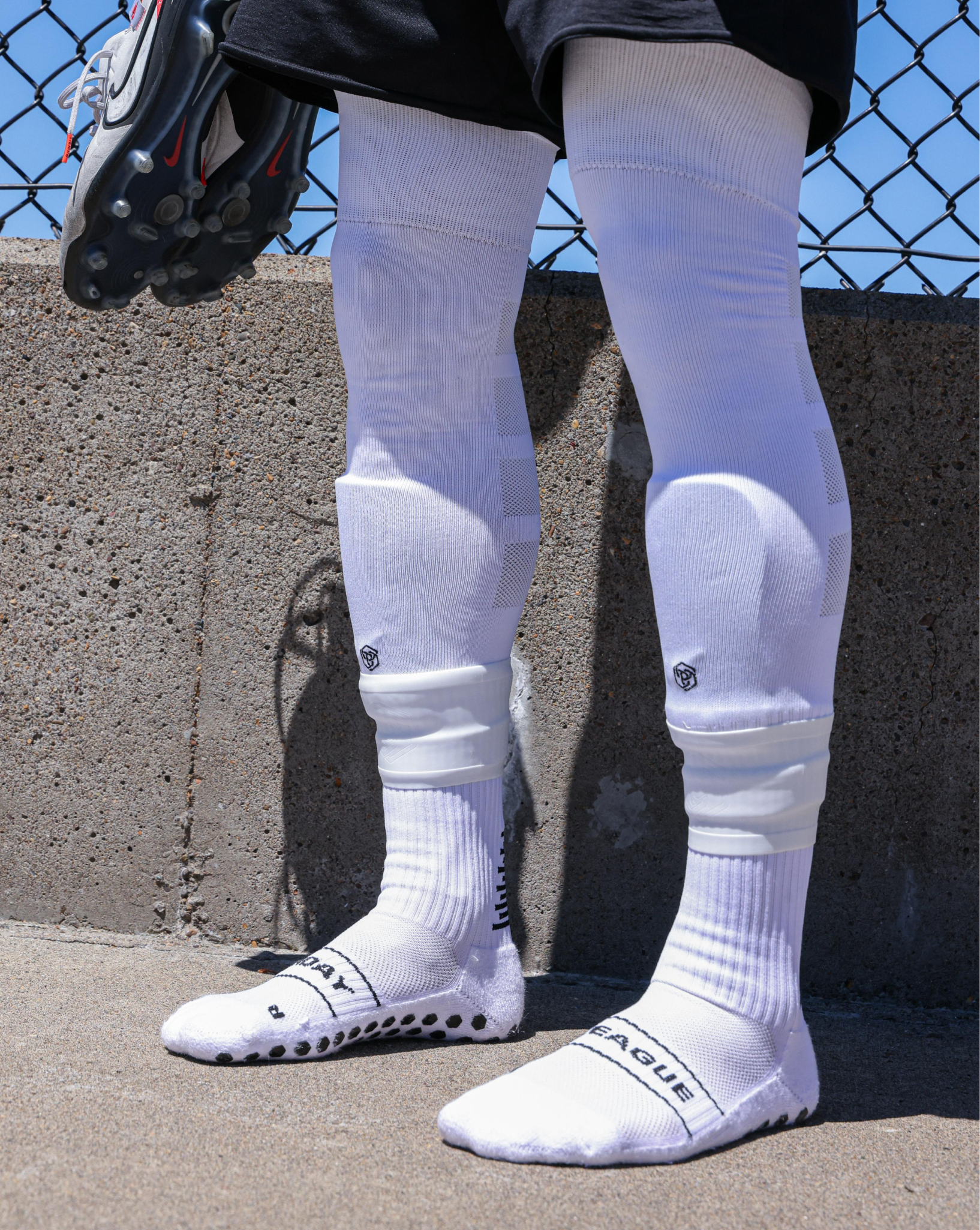 SL VISE Shin Guard Straps White On Side View